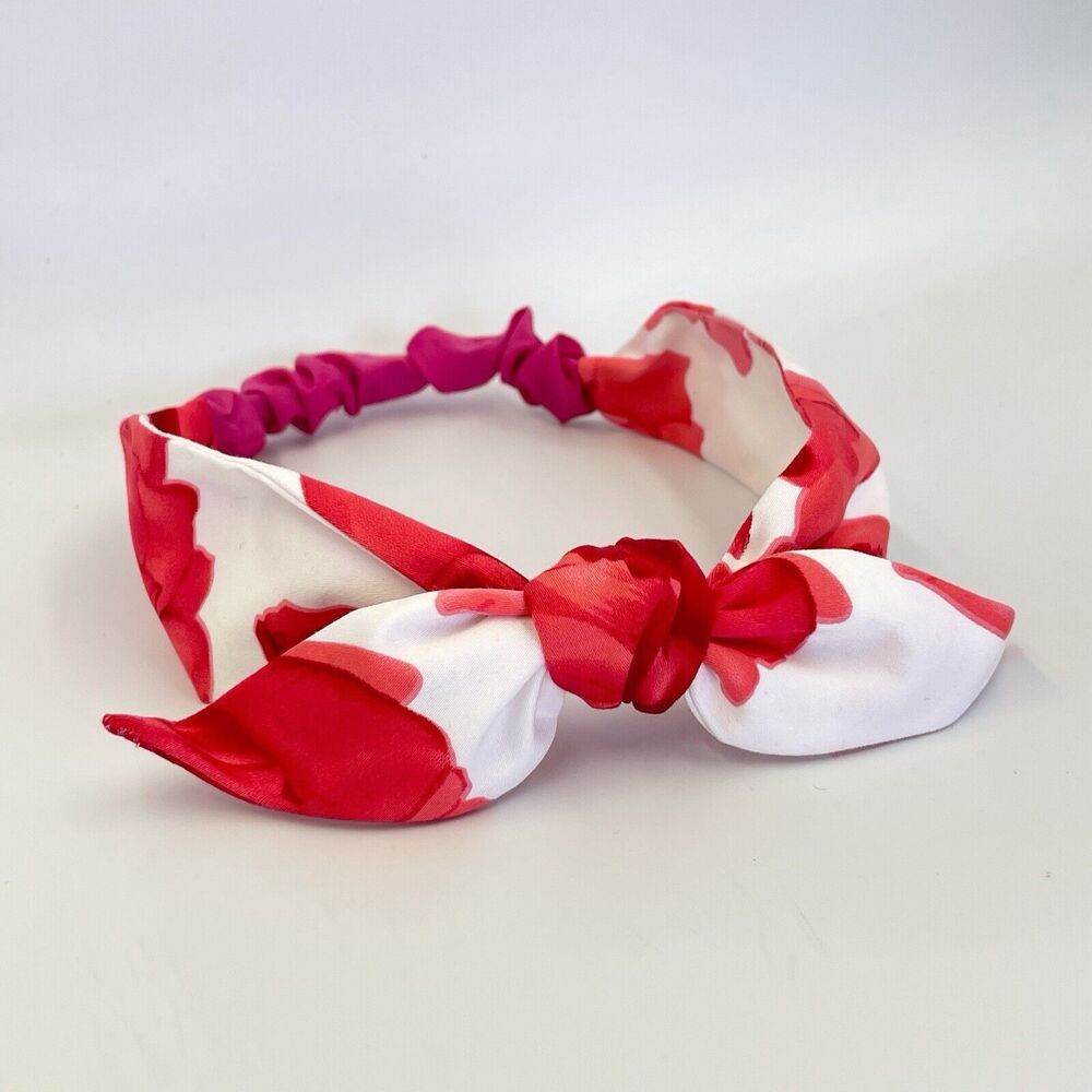 New Women Headband Hair Accessories knotted Red And White Floral - Picture 5 of 15